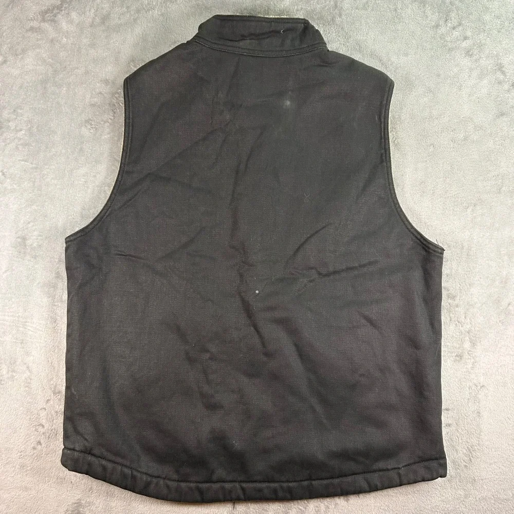 Wolverine Mens Black Cotton Canvas Sherpa Lined Full Zip Workwear Vest Large